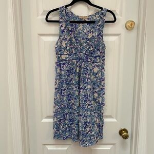 Sandro Blue Floral Sleevless 100% Silk Dress - Size 1 (US Small or 2-4)
